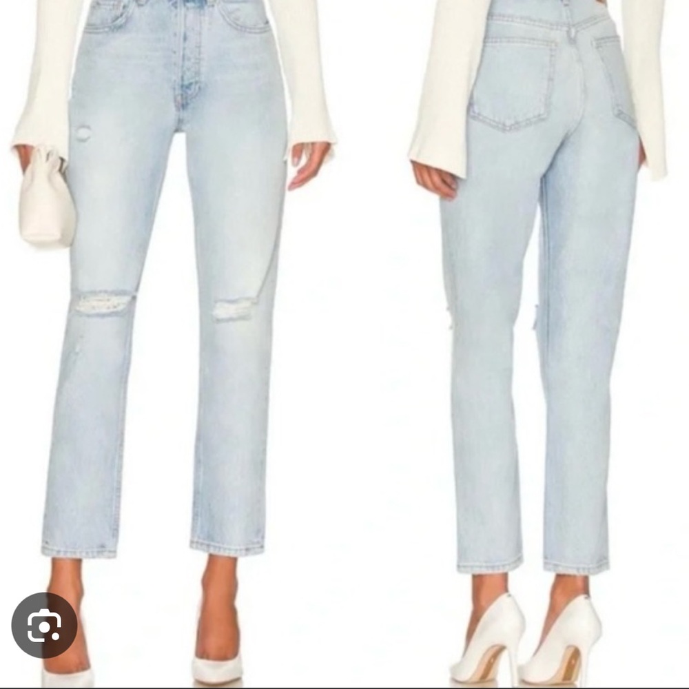 Anine Bing Cropped Jeans in Light Blue